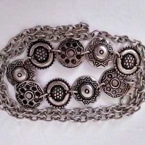 Vintage Sterling Silver Chain Belt Each Medallion Is Numbered 52" Long